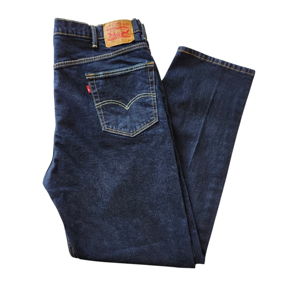 Levi's 550 Relaxed Fit Jeans Mens 42x34 Dark Indigo Blue Straight Leg Denim Pant